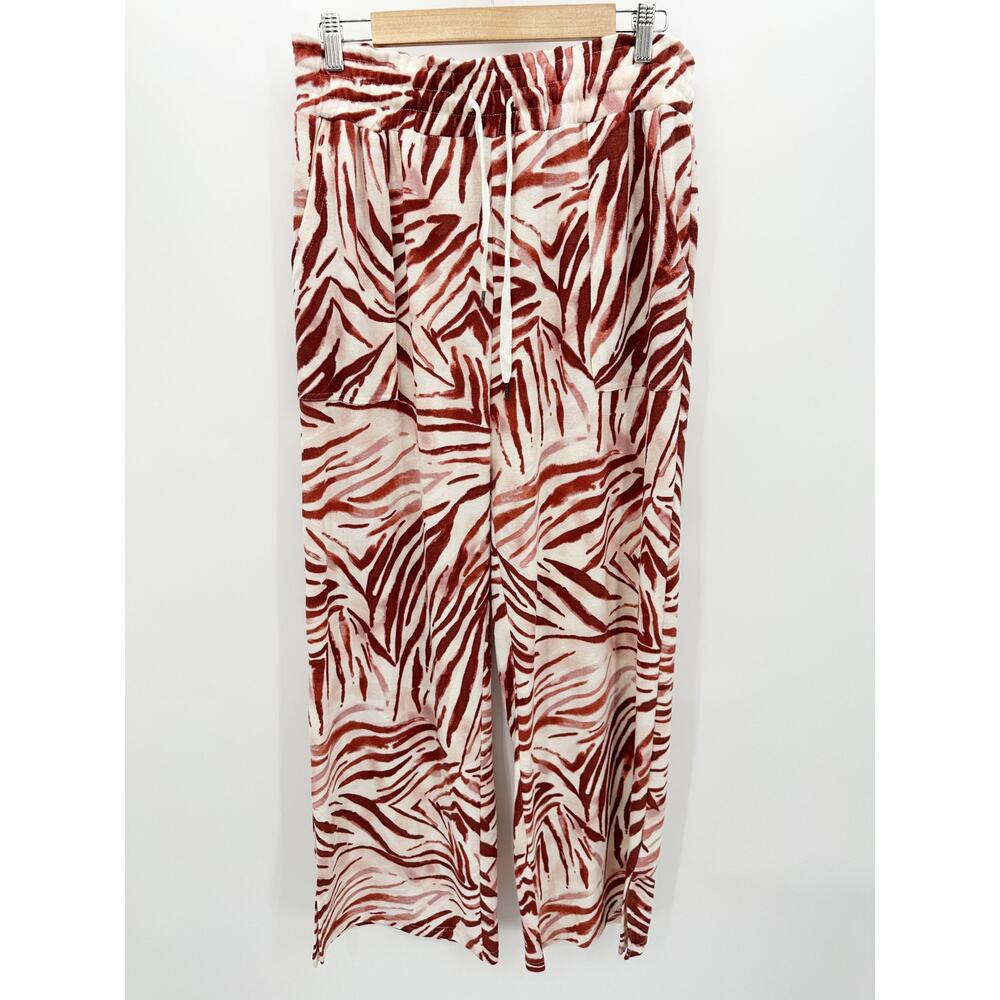 Zac & Rachel Women Printed Lounge Pants Size L Drawstring Pull On Casual Comfort